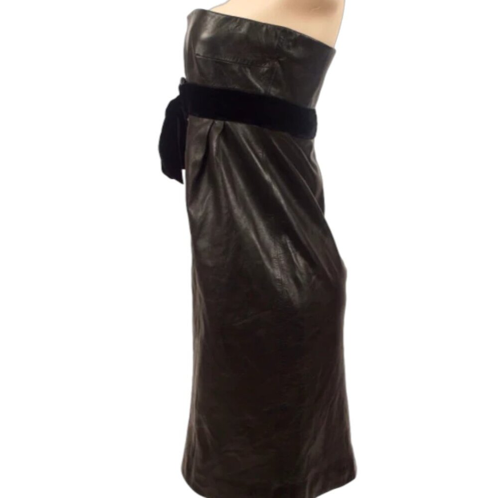 Valentino Leather & Velvet Strapless Dress - Picture 5 of 5